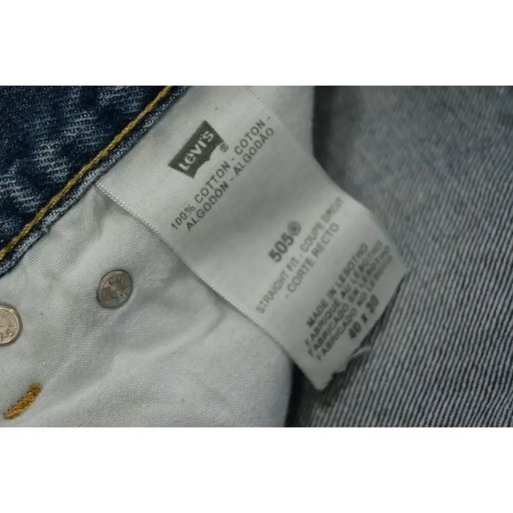 Levi's 505 Regular Fit Straight Blue Rugged Denim Jeans Mens Size‎ 40 x 30
